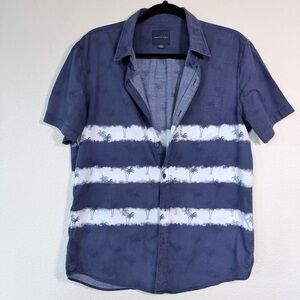 American Eagle Outfitters Palm-Tree Striped Button-down Polo Shirt Size M